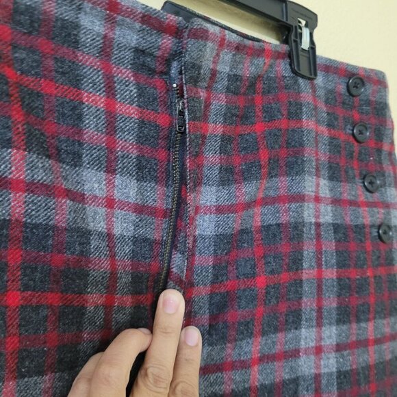 Gap Womens Plaid Wool-Blend Skirt Red & Gray Size 16 Academia Preppy Dark - Picture 5 of 12